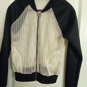 Elegant Black and Cream Bomber Jacket